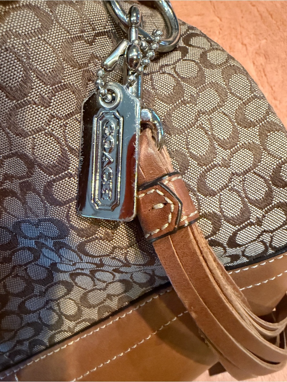 Coach Signature Canvas and Brown Leather Shoulder Bag - Picture 5 of 7